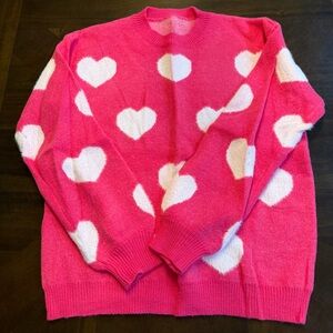 Pink Heart Pattern Sweater